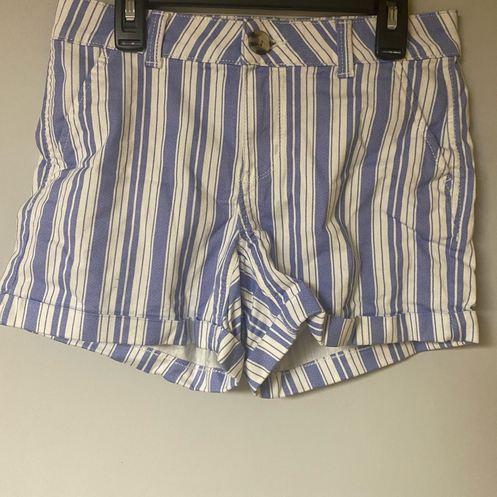 SO Women's Blue and White Striped Shorts